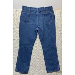 Vtg Rustler Jeans Mens 40x30‎ Approx 37x30 Blue Denim Bootcut Made in USA 87621